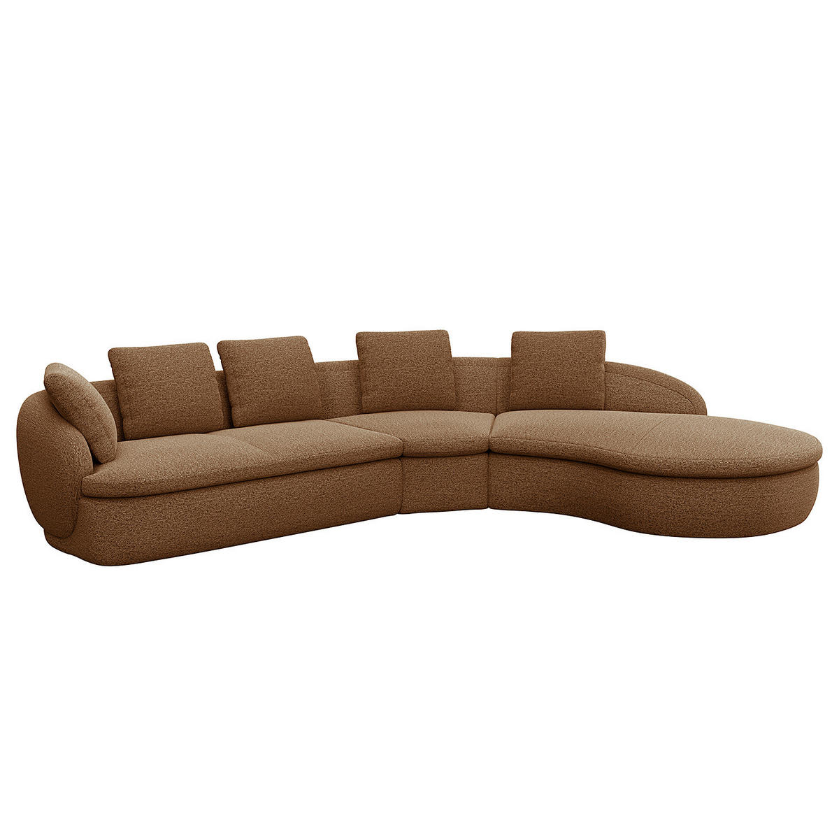 ECKSOFA mit Rundecke - Beige/Schwarz, Kunststoff/Textil (340/225cm) - home24