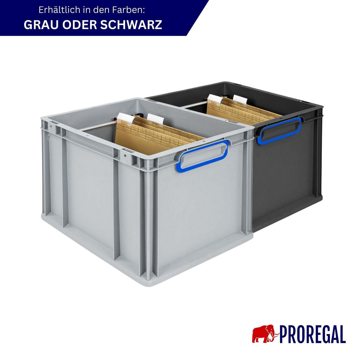 HÄNGEREGISTERBOX NextGen, HxBxT 32x30x40cm, 30 Liter, Griffe rot geschlossen, Schwarz - Schwarz, Kunststoff (30/32/40cm) - PROREGAL