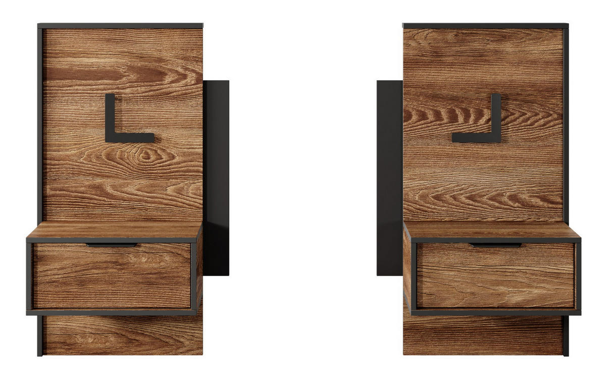 NACHTTISCHE mit LED 50 cm Taviano - Eichefarben, Holz (49/102/49cm) - Emporius