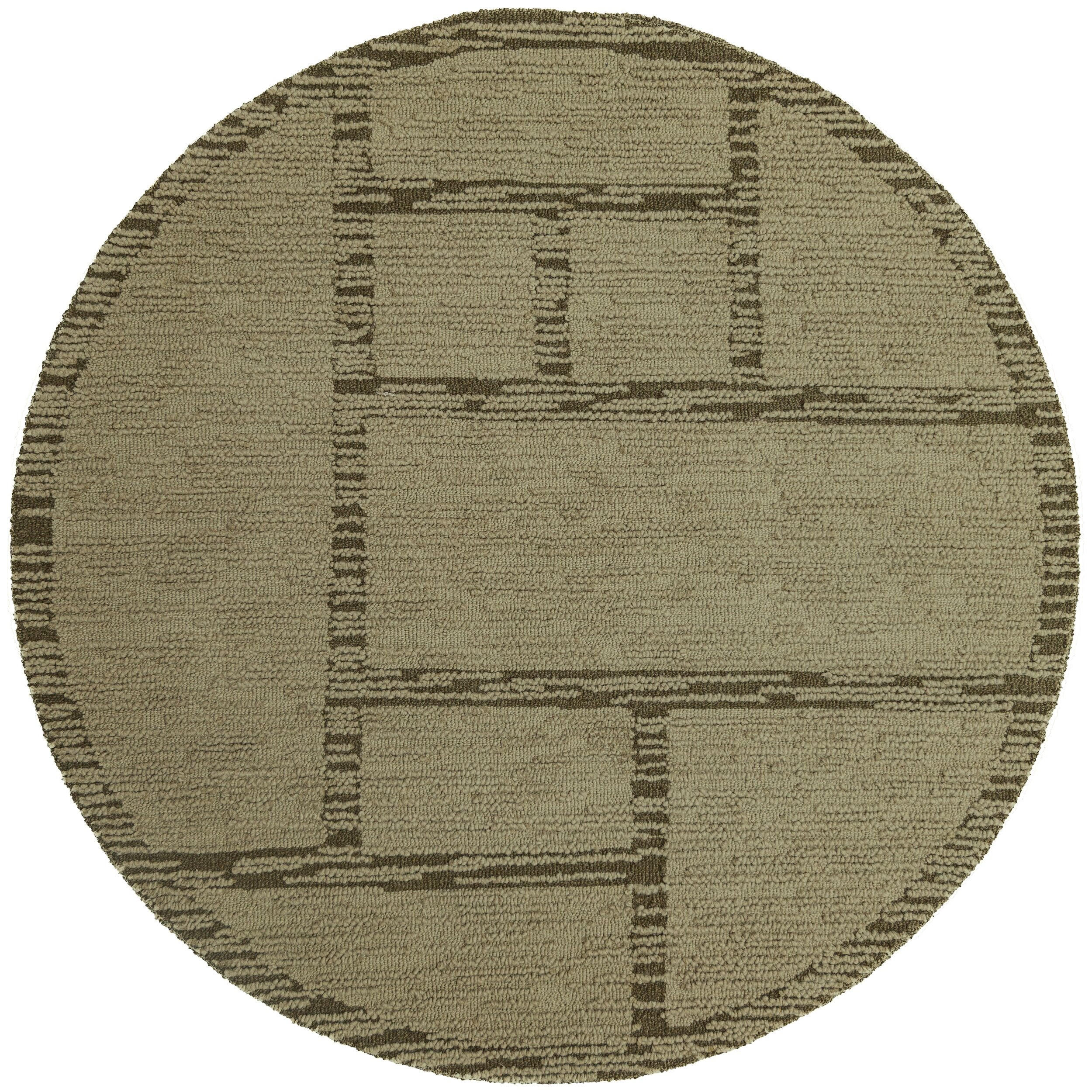 TEPPICH aus Wolle, handgetuftet, GANNEL, in Salbeigrün, Blockdesign, Ø 160 cm - Grün, Textil (160/160cm) - KADIMA DESIGN