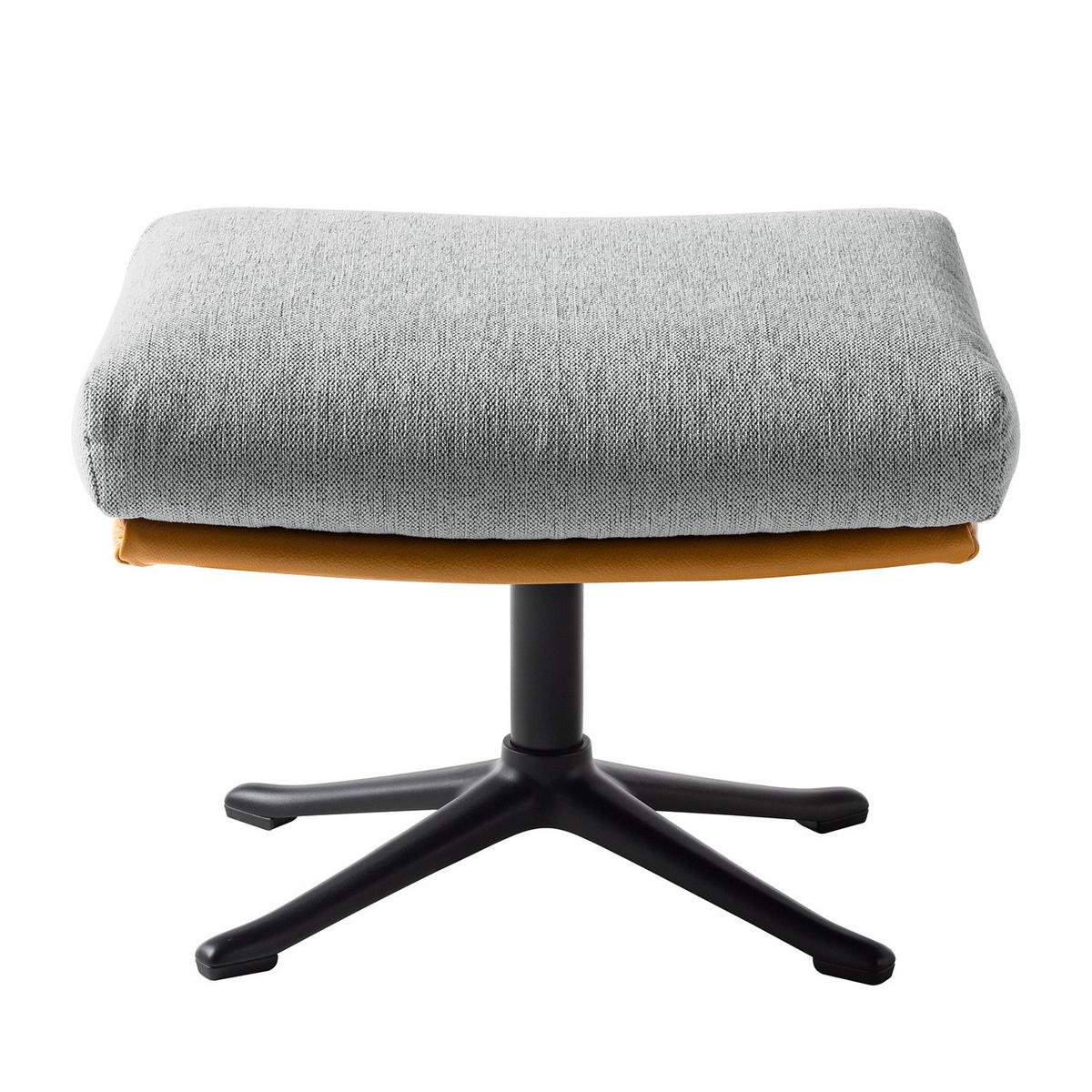 HOCKER mit Kreuzfuß - Cognac/Hellgrau, Textil/Metall (54/41/41cm) - home24