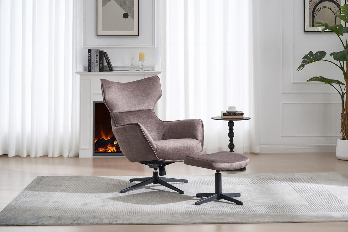 SESSEL VOGUE Samt Taupe 100 cm - Taupe/Schwarz, Textil/Metall (73/99/100cm) - riess-ambiente