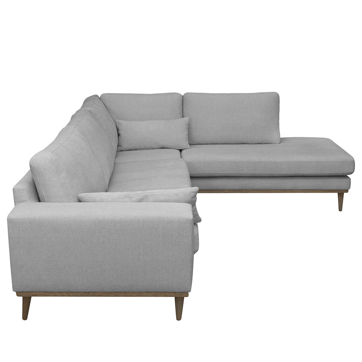 ECKSOFA mit Ottomane - Eichefarben/Grau, Eichenholz/Textil (287/219cm) - home24