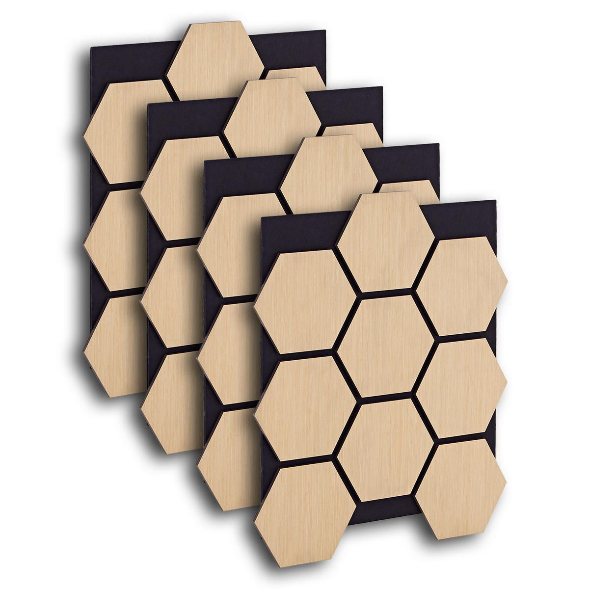 AKUSTIKPANEEL Hexagon Naturfarben 4 Stück - Naturfarben, Holz (62/76/2cm) - Homestyle4u