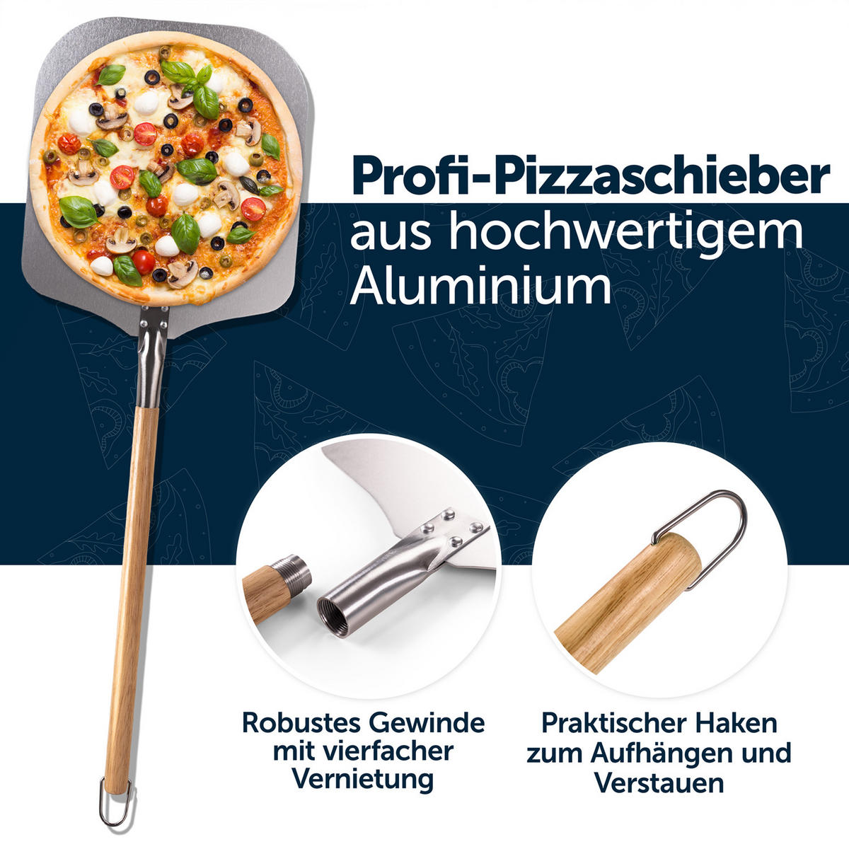 PIZZASCHIEBER Soeren 85 cm, lang - Edelstahlfarben, Holz/Metall (30.5/1/30.5cm) - Blumtal