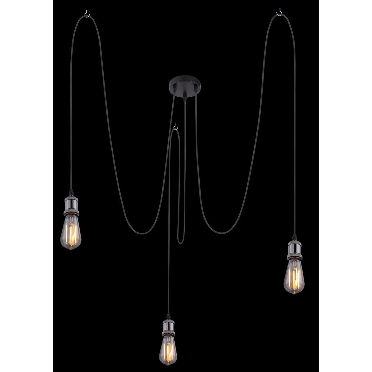 HÄNGELEUCHTE OLIVER Metall schwarz, 3-flammig, Ø200 cm - Schwarz, Metall (200/200/100cm) - Globo Lighting
