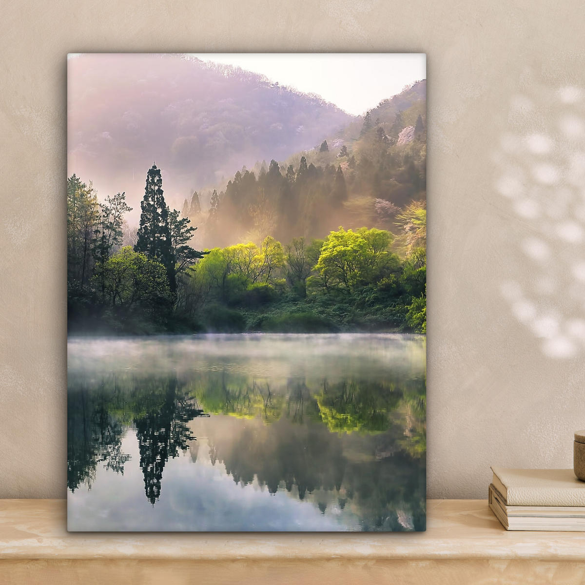 LEINWANDBILD Natur - Bäume - Berge - See - Wasser 30x40 cm - Hellgrün, Textil (30/40cm) - MuchoWow