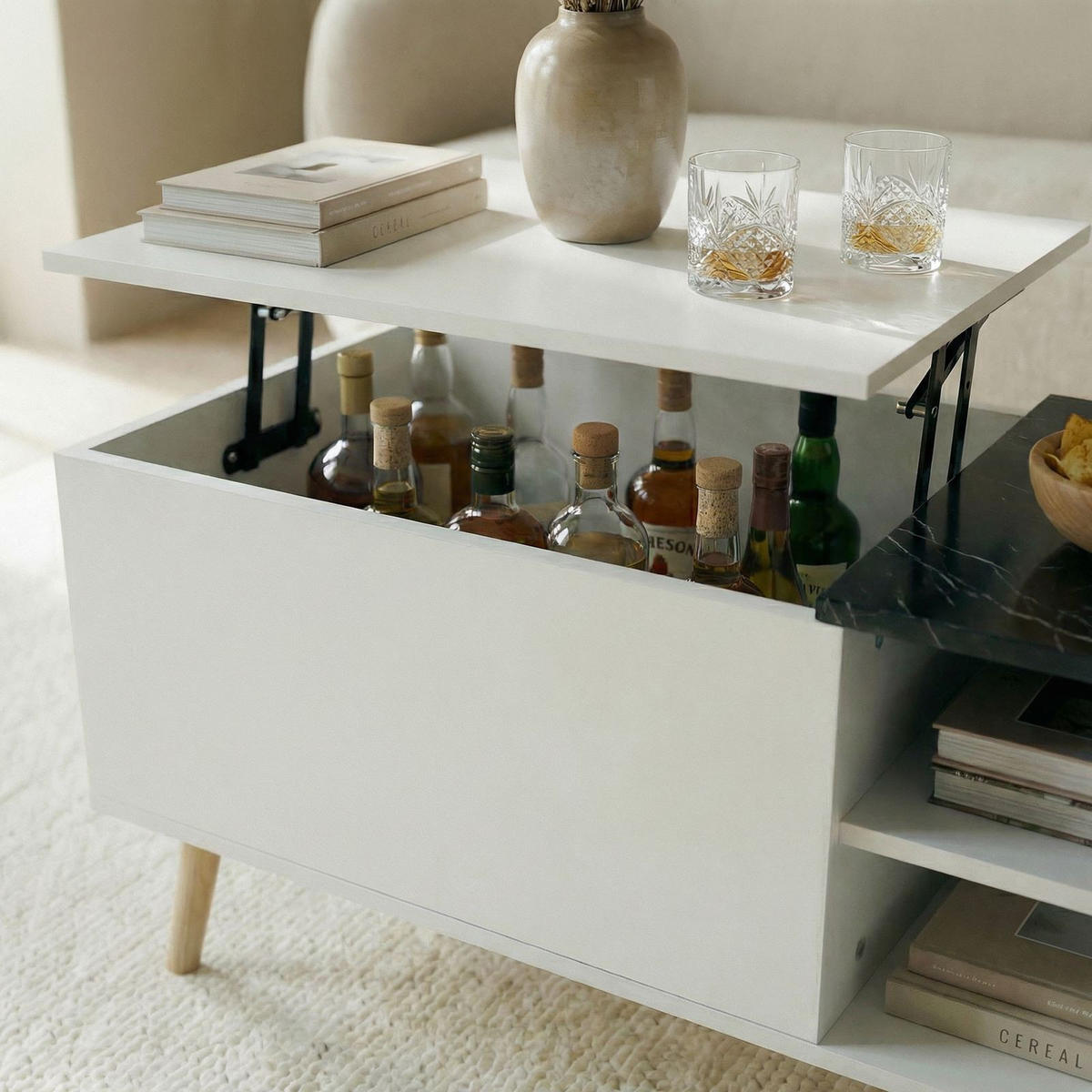 COUCHTISCH MUSKA schwarz, weiß - Schwarz, Holzwerkstoff (50/100/45cm) - IDIMEX