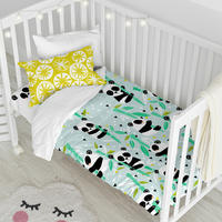 BETTBEZUG set 2 teiliges Panda garden blue 100x120 cm (Kinderbett) - Blau, Textil (100/120cm) - Happy Friday