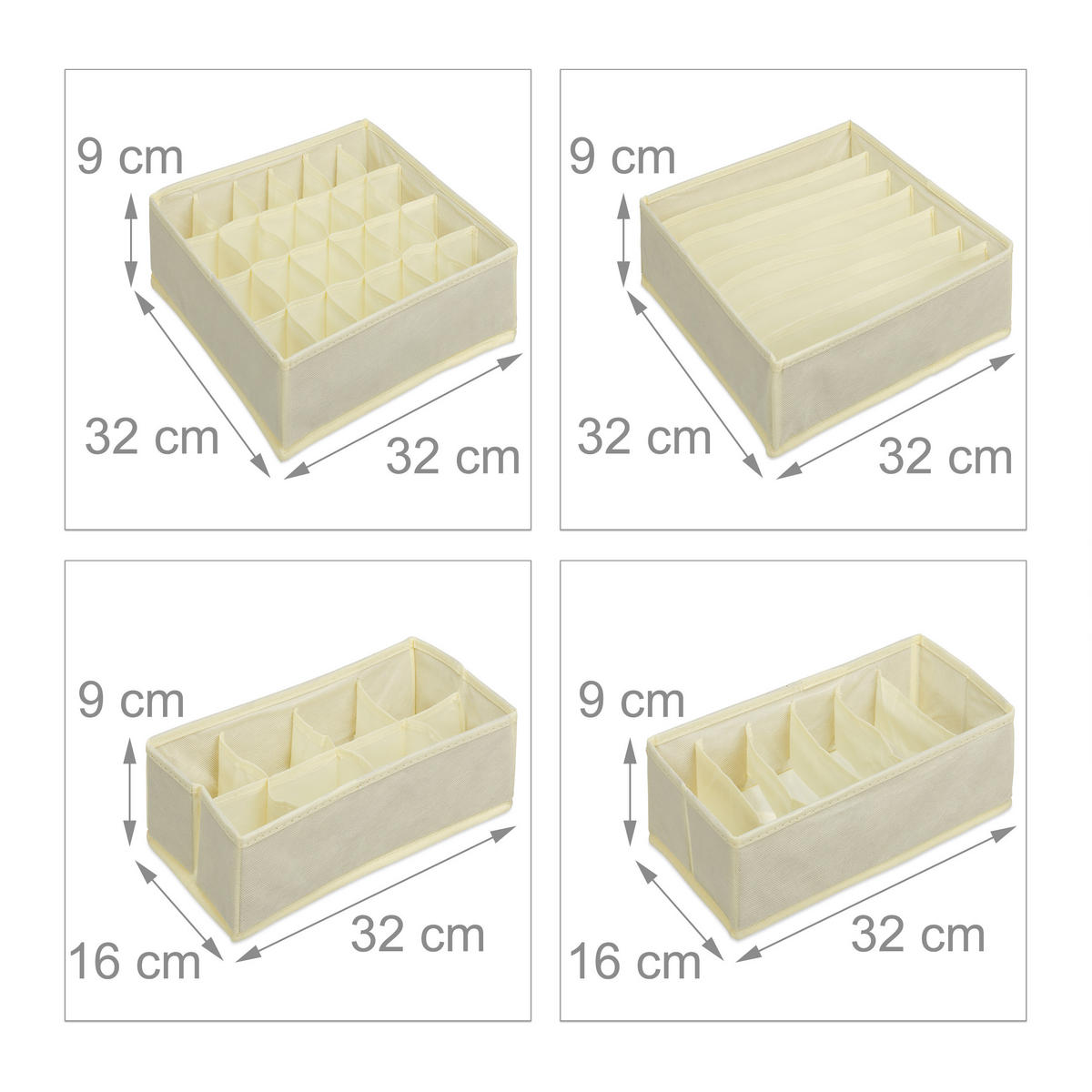 ORGANIZÉR na bielizeň - béžová, textil/vlnitá lepenka (32/9/32cm) - Relaxdays