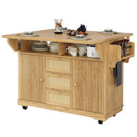 KÜCHENINSEL DE-41166 142,5/40-80/95 cm mit beidseitig klappbarer Tischplatte Naturbraun - Naturfarben, Holzwerkstoff (142.5/95/80cm) - ComfortXL