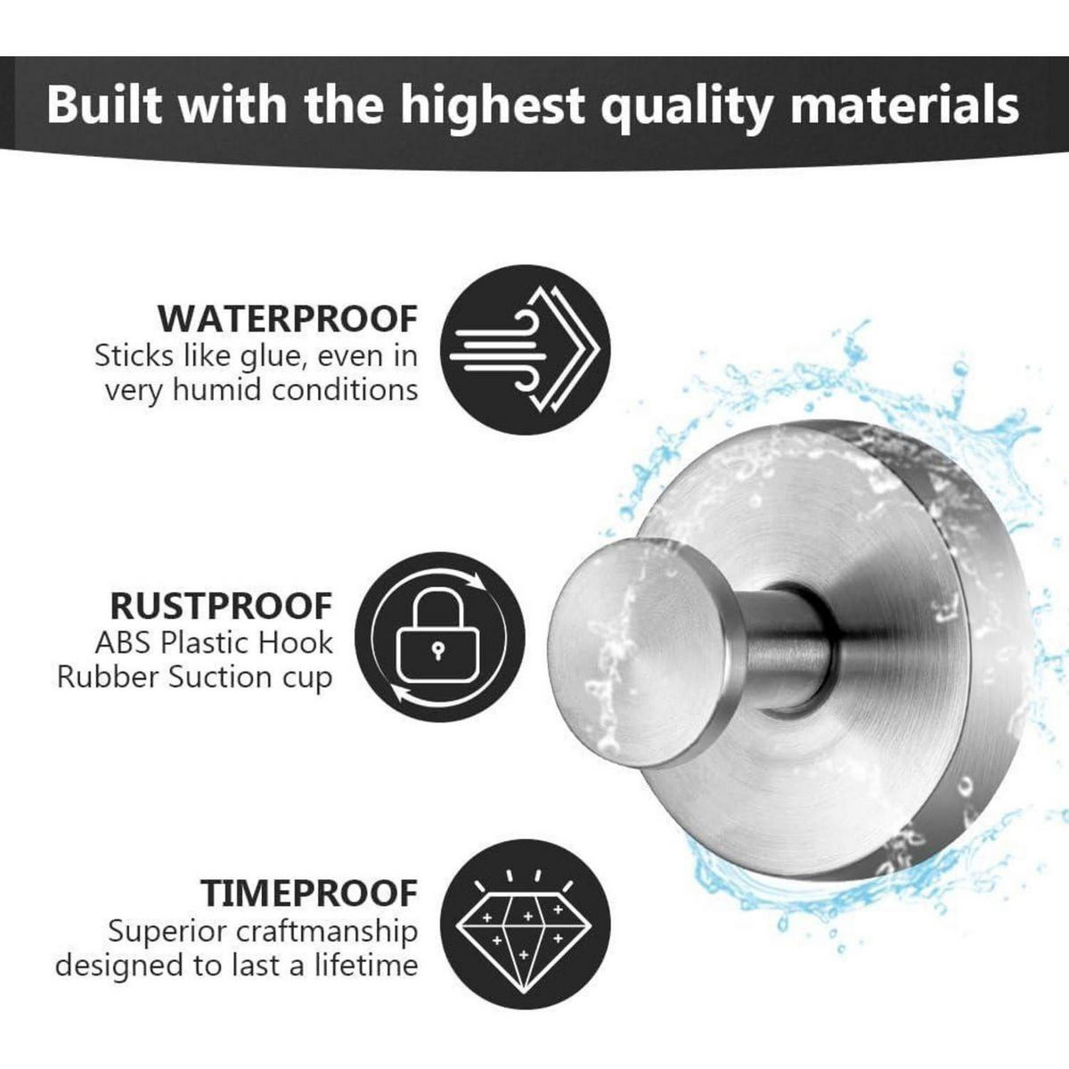 WANDHAKEN 2-teiliges Set Edelstahl Silber - Silberfarben, Metall (4.5/2.8/6cm)