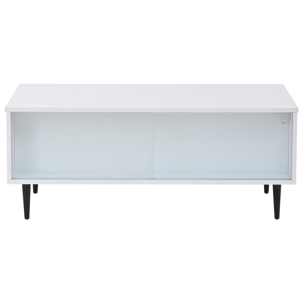 COUCHTISCH 105 / 50 / 43 cm höhenverstellbar mit LED-Beleuchtung und Stauraum - Weiß, Holzwerkstoff (105/50/43cm) - OKWISH