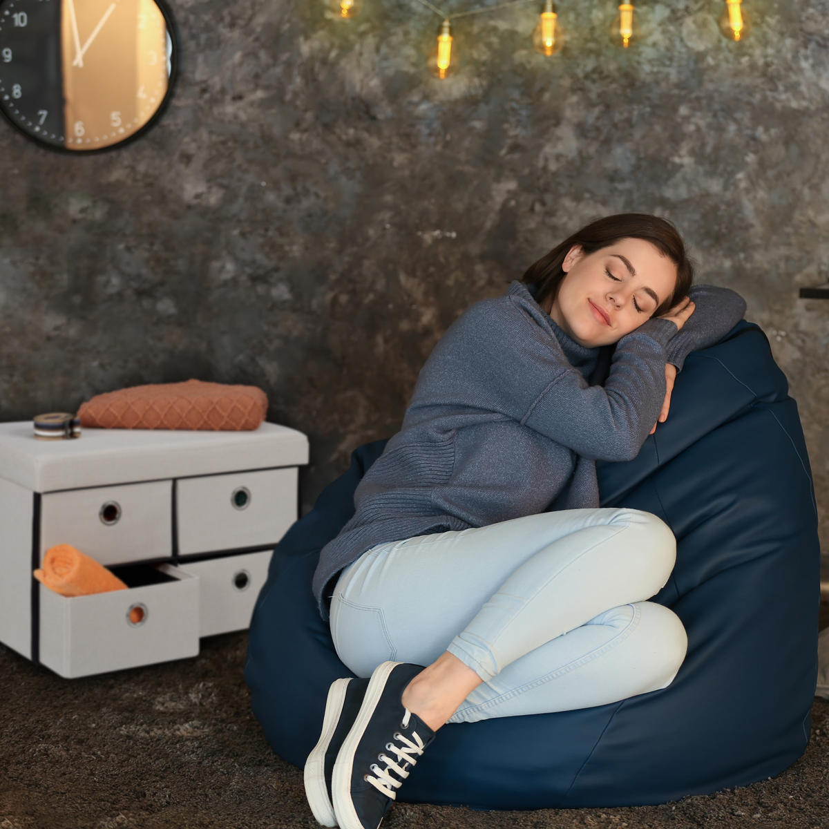 SEDAČKA - krémová, kompozitné drevo/textil (60/39/38cm) - Relaxdays