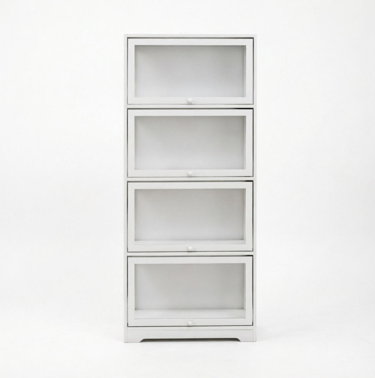 VITRINENSCHRANK in Weiß 59x30x139 cm mit 4 Fächern und Schiebetüren - Weiß, Holzwerkstoff (30/139/59cm) - IVMEU