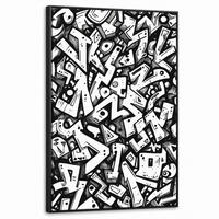 LEINWAND Bilder mit Rahmen - Formen - Buchstaben - Graffiti - Schwarz - 60x90 - Schwarz, Textil (60/90cm) - MuchoWow