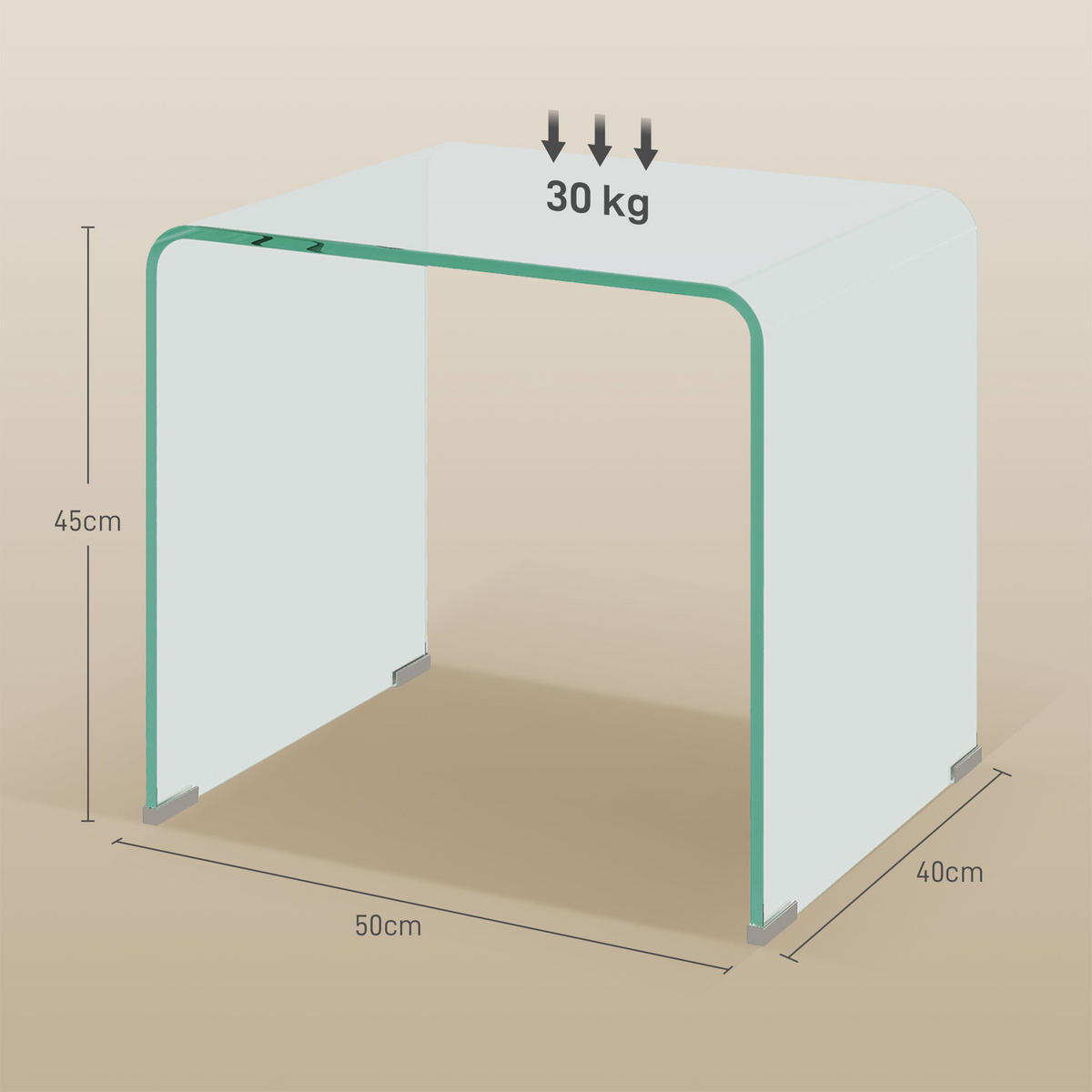 BEISTELLTISCH Transparent 1 Stück - Transparent, Kunststoff (50/40/45cm) - GiPP