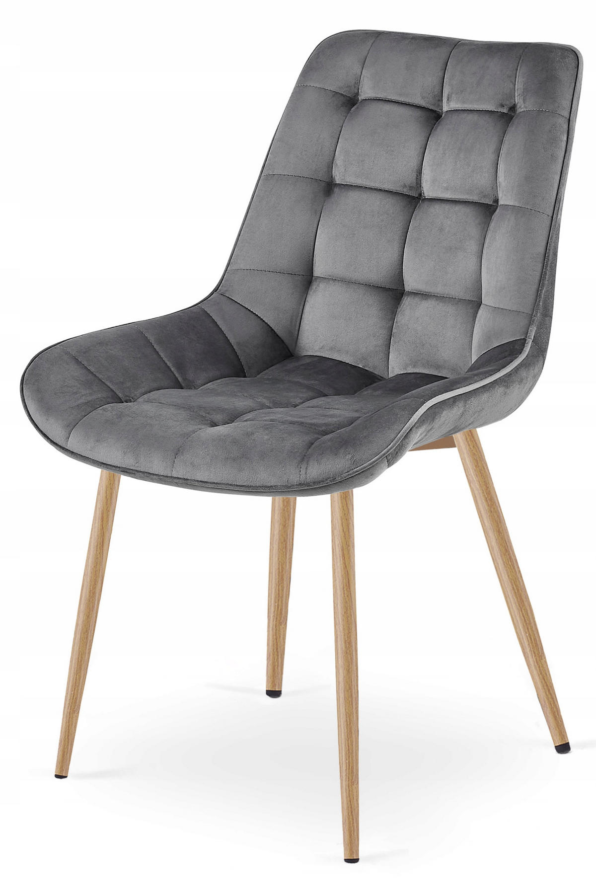 STUHL Dunkelgrau 54x60 cm BERA Samtbezug Beine Eiche - Grau, Textil (54/52/60cm)