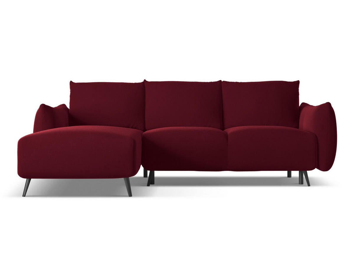 ECKSOFA mit Schlaffunktion Samt Stoff Rot - Bordeaux/Rot, Textil/Metall (162/242cm) - Makamii