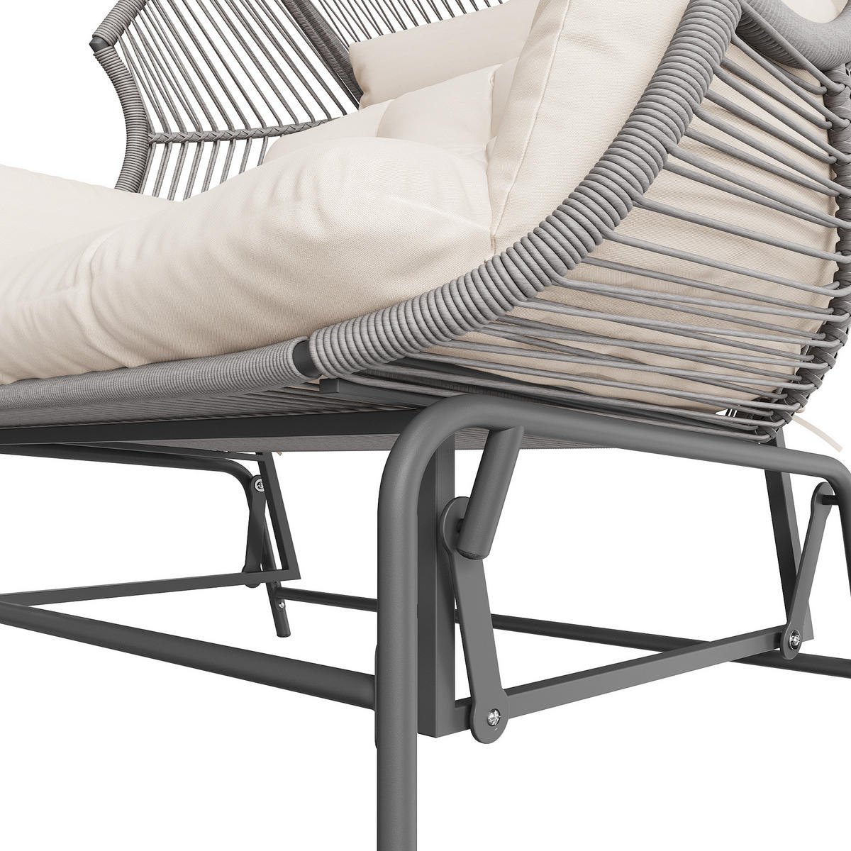 GARTENSTUHL aus Rattan & Eisen 145x85x143 cm in Grau mit Schaukelfunktion - Grau, Metall (145/143/85cm) - Modfu