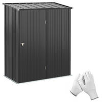 GARTENSCHRANK aus Stahl 161,5x94,5x183/196 cm in Schwarz mit abschließbarer Tür - Schwarz, Metall (94.5/196/161.5cm) - Modfu