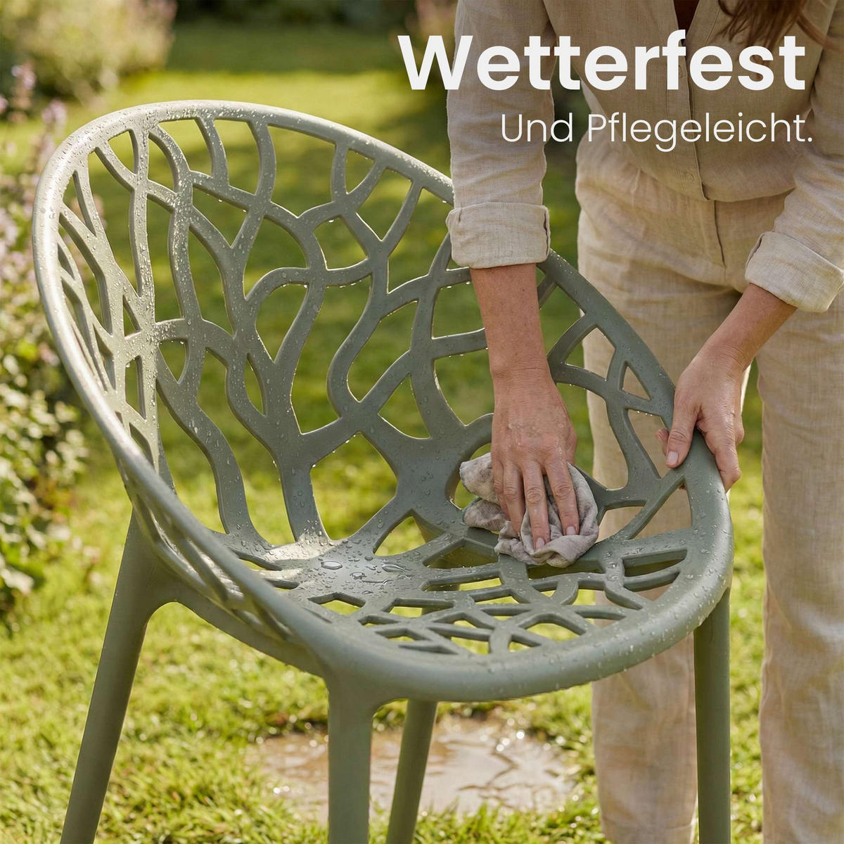 GARTENSTUHL Kunststoff oliv - Olivgrün, Kunststoff (59/80/60cm) - CLP