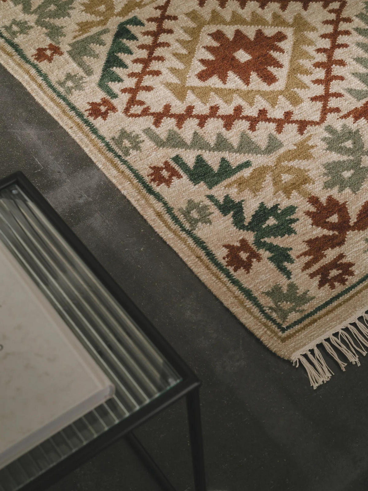 ROČNO tkani kilim Zohra zelena 80x200 cm - zelena, umetna masa/tekstil (80/200cm) - benuta Pure