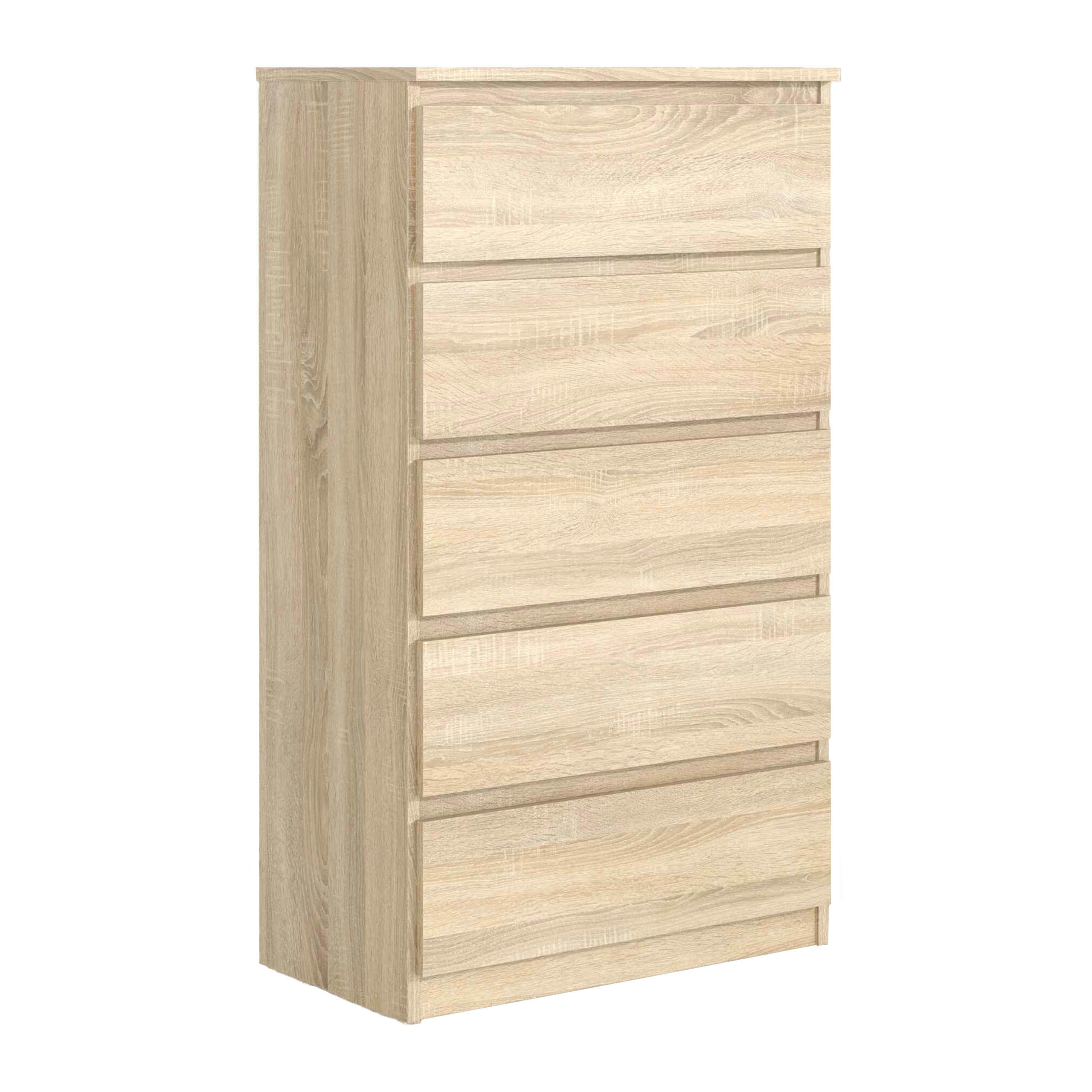 KOMMODE NUDO 70/124,5/39cm mit 5 Schubladen Türen Sonoma Eiche - Sonoma Eiche, Holzwerkstoff (70/124.5/39cm) - MASSENO