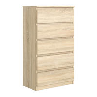 KOMMODE NUDO 70/124,5/39cm mit 5 Schubladen Türen Sonoma Eiche - Sonoma Eiche, Holzwerkstoff (70/124.5/39cm) - MASSENO