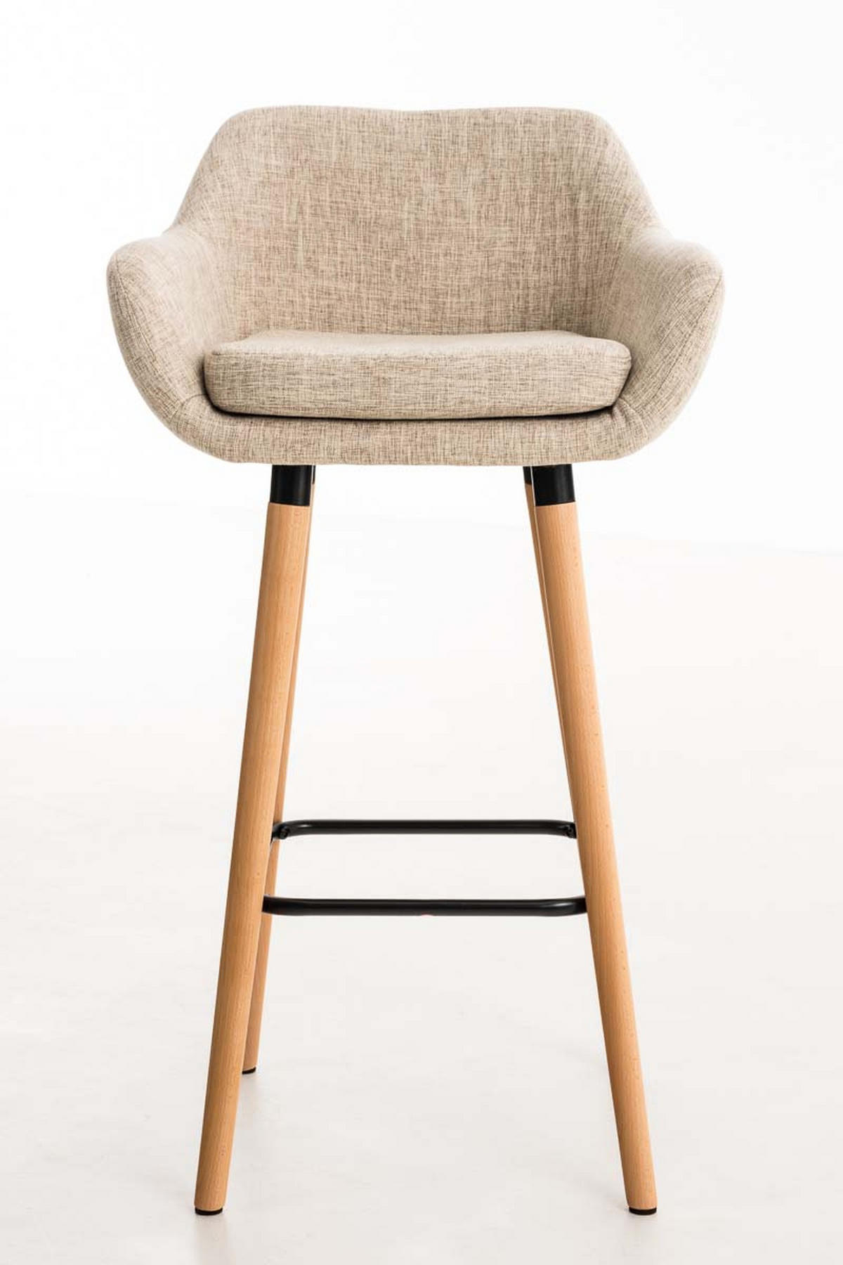 BARHOCKER Grande, 2er Set, Gestell Holz, Stoff Creme - Creme/Braun, Holz/Textil (55/99/46cm) - TPFLiving