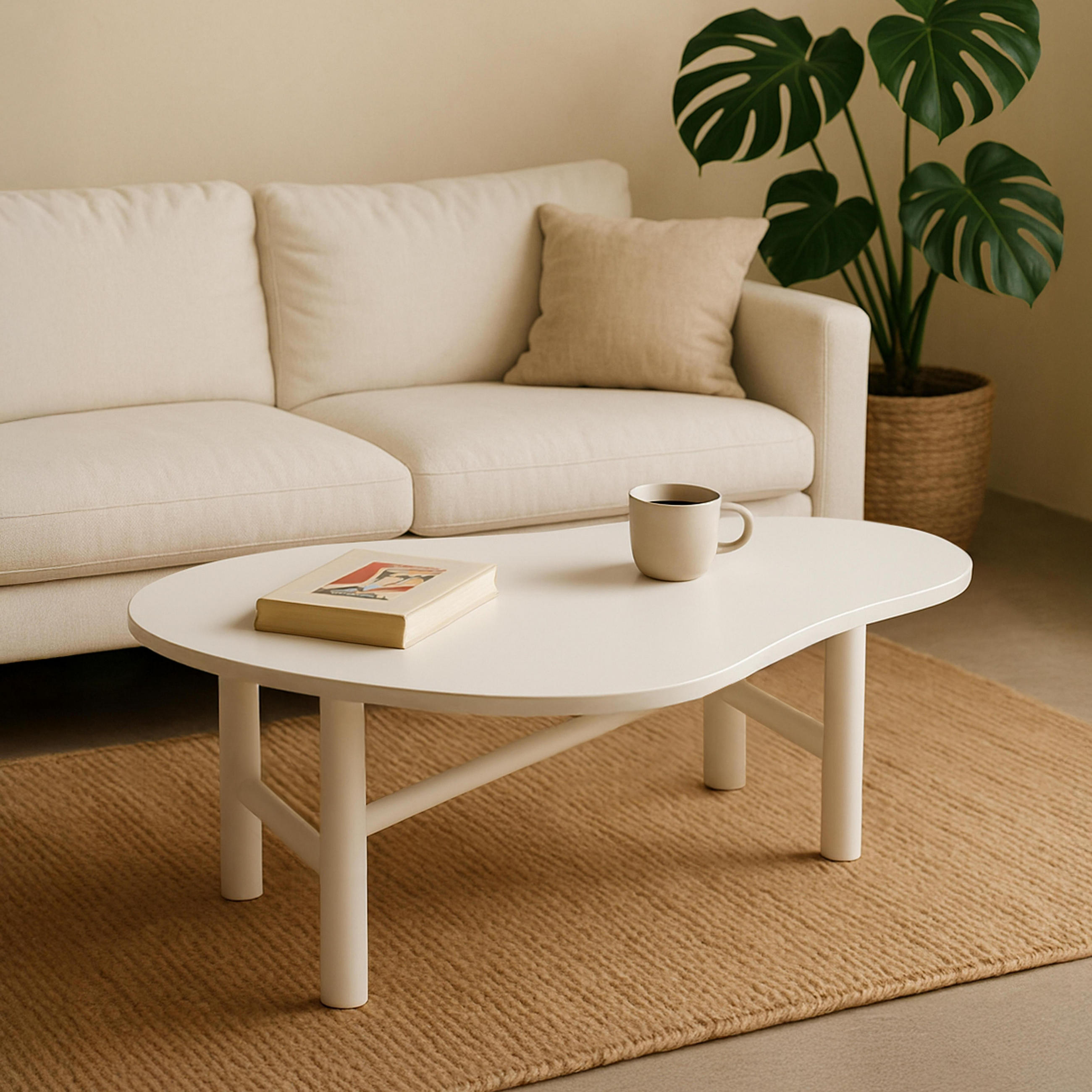 COUCHTISCH, Weiß - Weiß, Holz (100/60/38cm) - Oviala