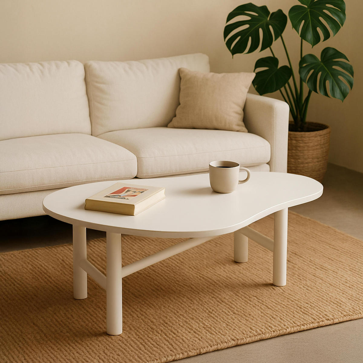 COUCHTISCH, Weiß - Weiß, Holz (100/60/38cm) - Oviala