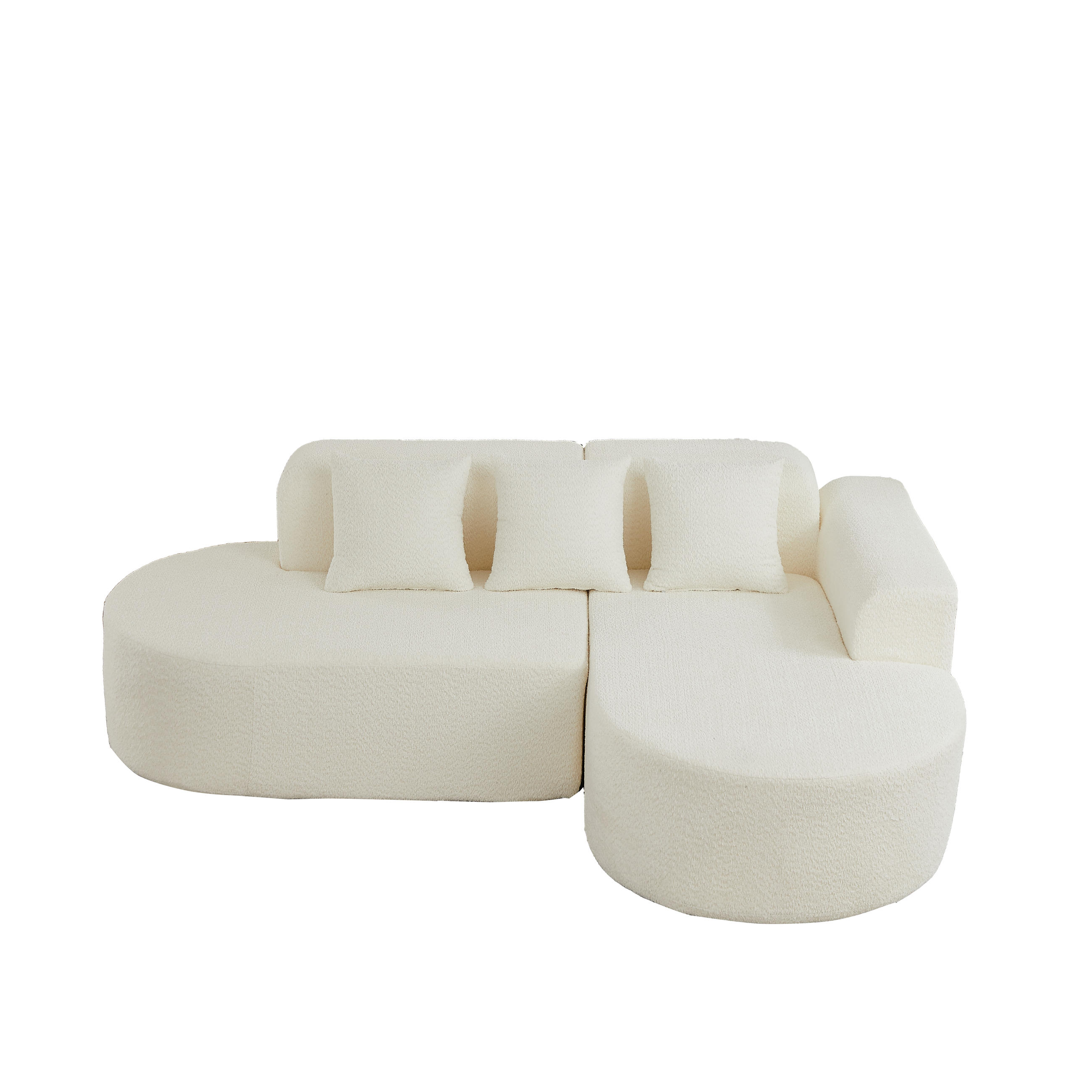 ECKSOFA 222/157/73 cm Beige Chenille mit 3 Kissen (Rechte Seite) - Creme, Textil (157/222cm) - Oxeza