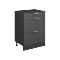 KUCHYNSKÁ SKRIŇA PRE ŠIKMÉ STRECHY R-Line, Antracitové zlato, 60 cm bez sklonu s 3 zásuvkami - antracitová, kompozitné drevo (60/83.8/46cm) - Vicco