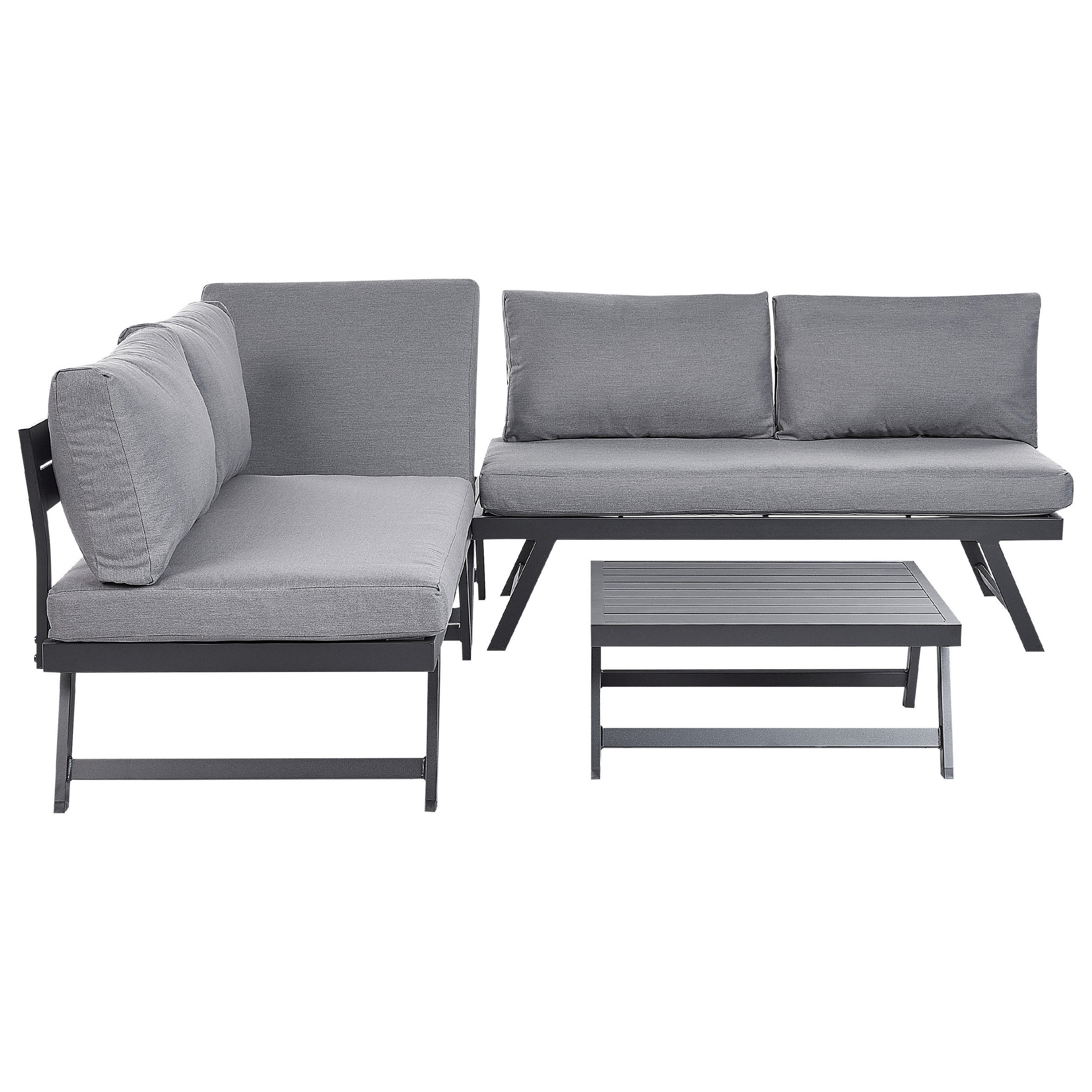 LOUNGE SET 5-Sitzer modular schwarz Auflagen dunkelgrau Coccorino - Dunkelbraun/Schwarz, Metall - Beliani