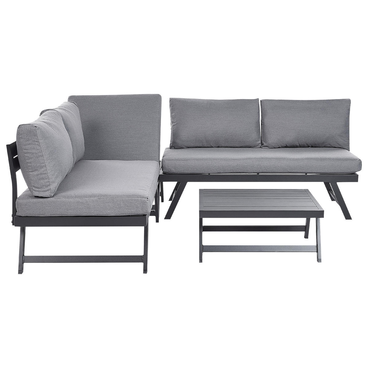 LOUNGE SET 5-Sitzer modular schwarz Auflagen dunkelgrau Coccorino - Dunkelbraun/Schwarz, Metall - Beliani