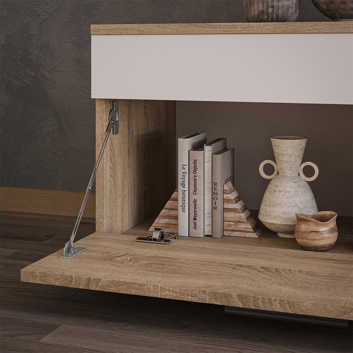 POLICE NA KNIHY Berno Sonoma/bílá - bílá/Sonoma dub, kompozitní dřevo (70.8/38.9/35.3cm) - Vicco