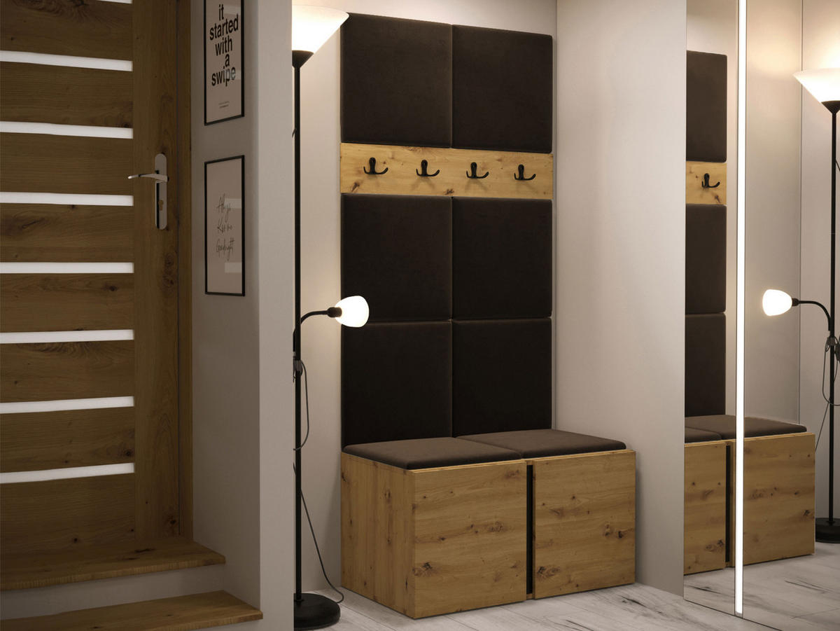 GARDEROBEN-SET Orion IV - Eiche Artisan/Braun, Holzwerkstoff/Kunststoff (84/186/46cm) - MIRJAN24