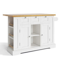 KÜCHENINSEL mit Stauraum, USB & Steckdosen, klappbare Arbeitsplatte - Weiß, Holzwerkstoff/Metall (132/87/70cm) - Urban Meuble