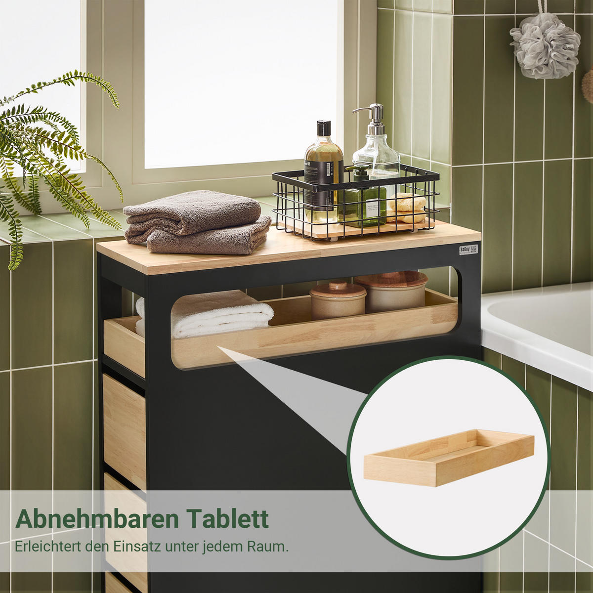 NISCHENWAGEN Schwarz - Schwarz, Holz/Holzwerkstoff (24/82/65cm) - SoBuy