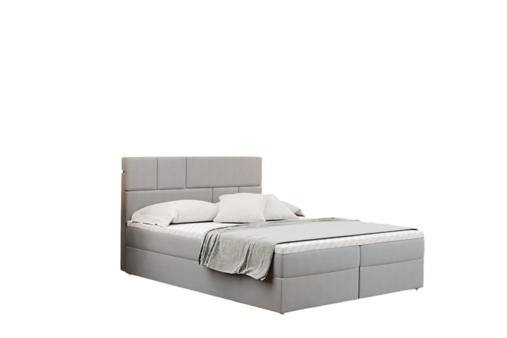 BOXBETT Mit Bettkasten BALI Stoff Mat Velvet Hellgrau 140x200 cm H3-Bonell - Hellgrau, Holz/Holzwerkstoff (140/200cm) - Kaiser Möbel