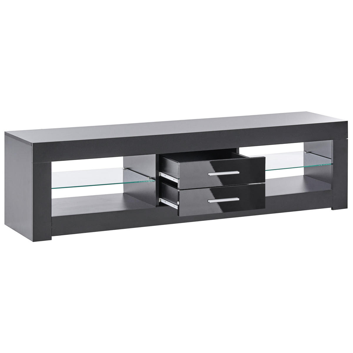 TV-MÖBEL Schwarz Esquimalt - Silberfarben/Schwarz, Holzwerkstoff (150/40/35cm) - Beliani