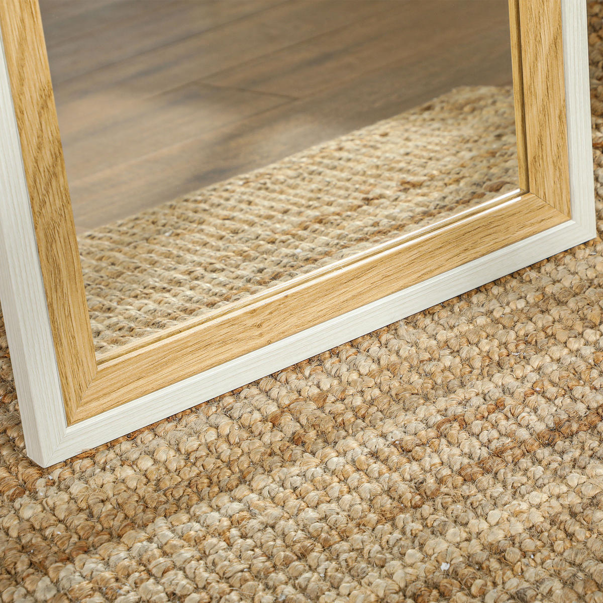 STANDSPIEGEL DE-17923 157x37 cm mit U-fuß & Holzoptik Weiß/Holz - Weiß, Glas (37/157/2.5cm) - ComfortXL