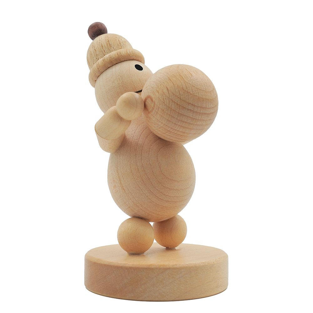 HOLZFIGUR Schneemann Junior mit Schneekugel oben auf Sockel 9 cm - Multicolor, Holz (5/9/0.1cm)
