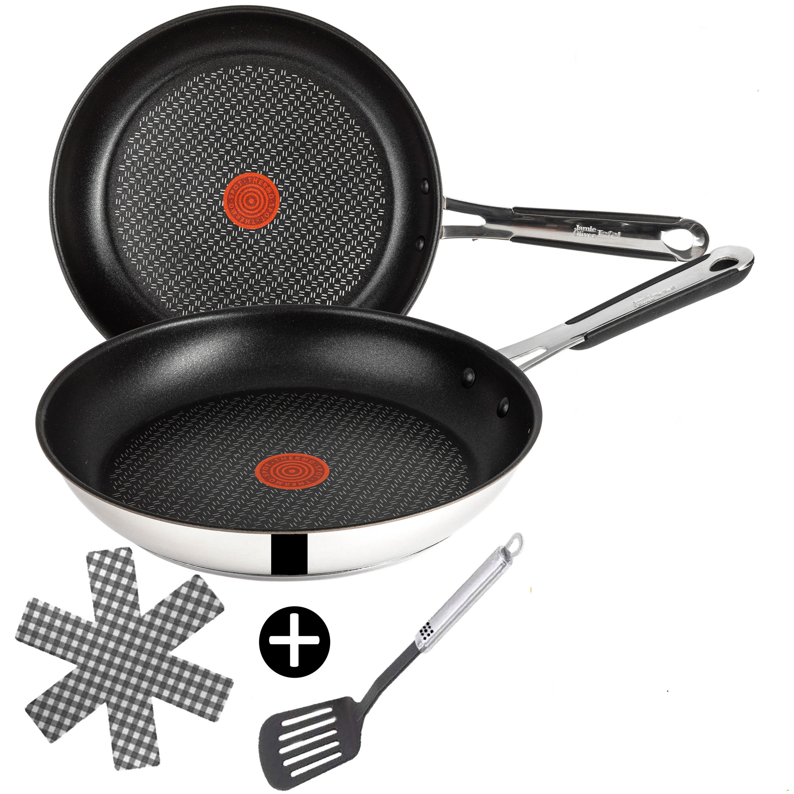 PFANNEN-SET J90923 Jamie Oliver Silber 4-Teilig - Silberfarben, Keramik/Metall - Tefal