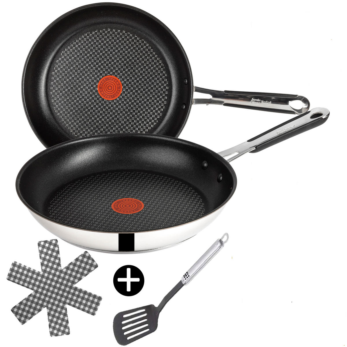 PFANNEN-SET J90923 Jamie Oliver Silber 4-Teilig - Silberfarben, Keramik/Metall - Tefal