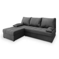 ECKSOFA RITA M Grau Velours-Stoff mit Schlaffunktion - Grau, Holz (200/141cm) - MASSENO