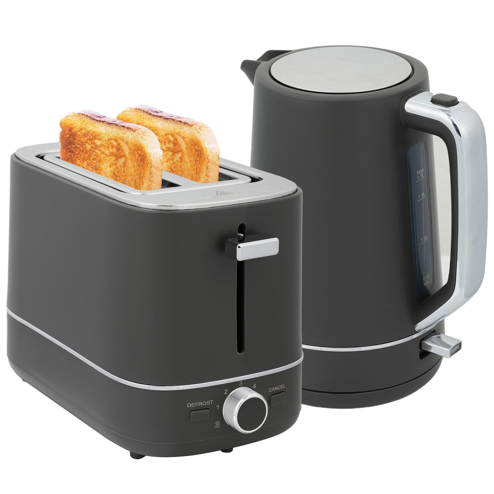TOASTER mit Wasserkocher DE-07918 Grau - Grau, Metall (16/24.3/21.2cm) - ComfortXL