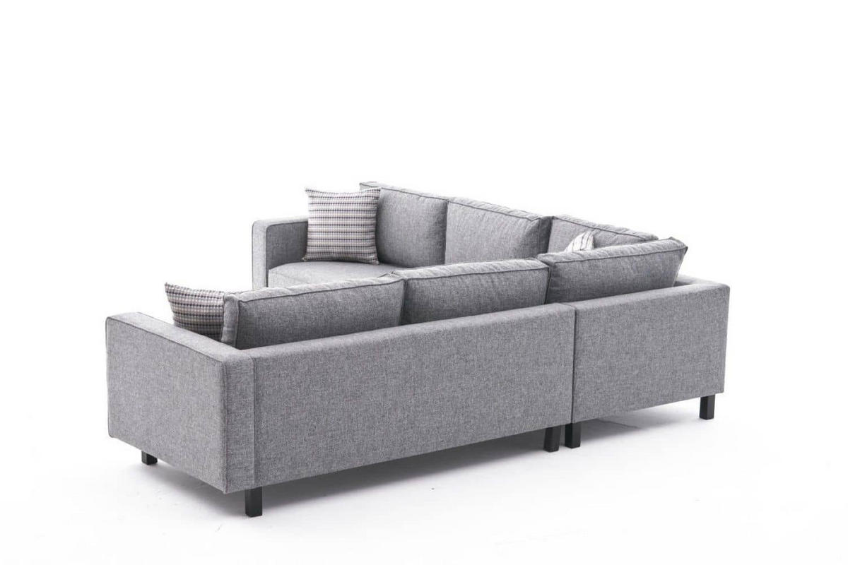 ECKSOFA schlichte Eleganz, lose Rückenkissen - Schwarz/Grau, Holz/Buchenholz (258/258cm) - myHomelando