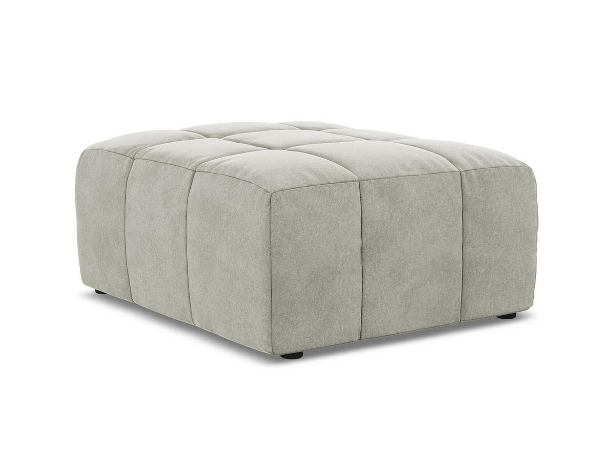 POUF Samt Stoff Grau - Hellgrau/Schwarz, Holzwerkstoff/Kunststoff (75/41/90cm) - Makamii